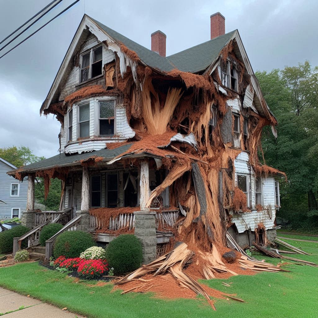 Signs Your Palmyra Home Needs a Tree Inspection Blog Article - Tree with visible damage, including broken branches and signs of disease near an Palmyra home